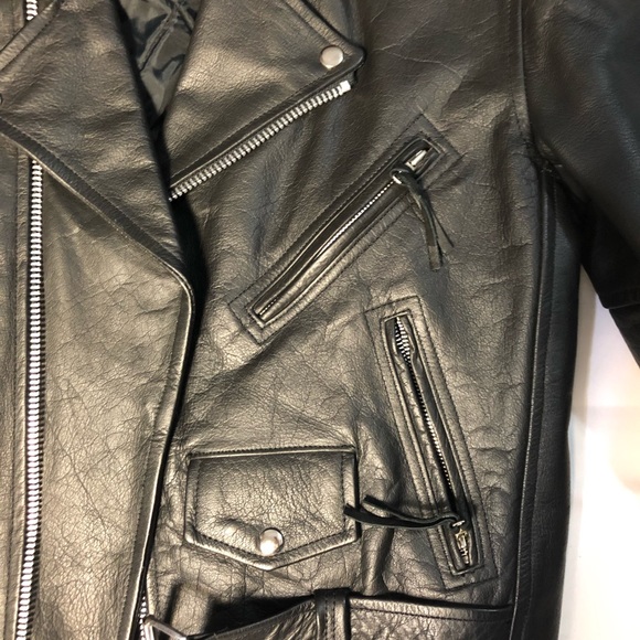 First genuine leather biker jacket. black, size 36 - Picture 6 of 8